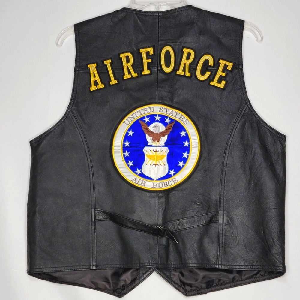 LEATHER US Air Force Motorcycle Vest‎ Size XL #391